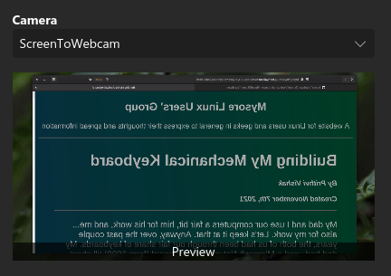 ScreenToWebcam preview in Teams